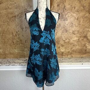 Lovers + Friends Blossom Burnout‎ Floral Mini Shift Dress Womens XS Black Blue